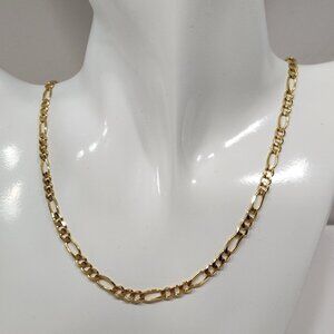 14K Solid Yellow Gold 4mm Figaro/Mariner Link 18" Necklace 12 grams
